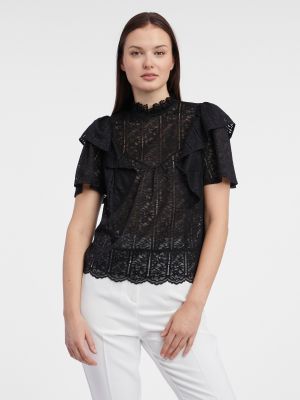 Bluza s čipkom Orsay crna
