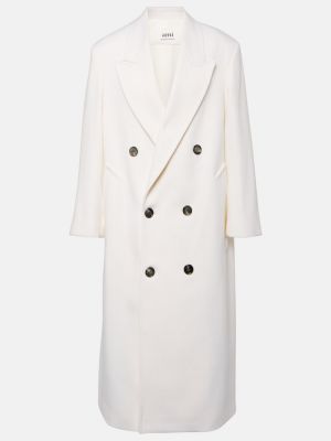 Μάλλινο παλτό Ami Paris λευκό