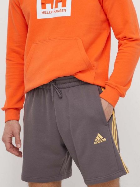 Pamučne kratke hlače Adidas siva