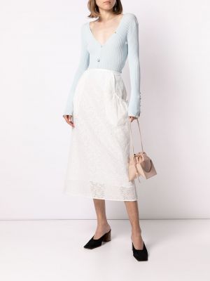 Falda con bordado de encaje Mame Kurogouchi blanco