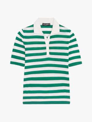 Полосатая рубашка-поло из кашемира и шелка DOLCE & GABBANA зеленый