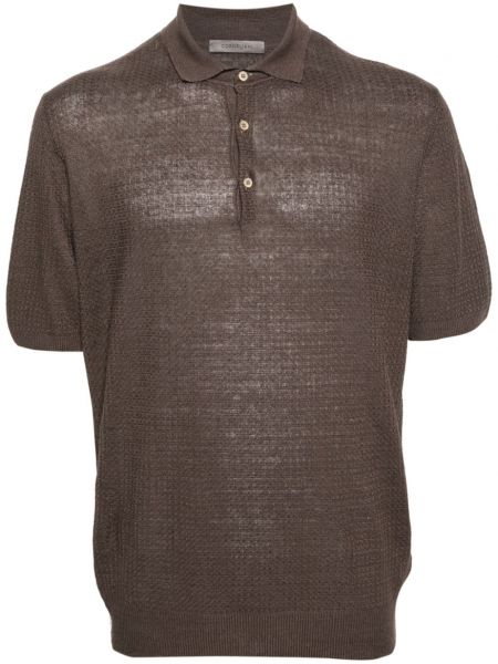 Lininis polo marškinėliai Corneliani ruda