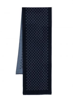 Žakárový vlnený šál Gucci modrá