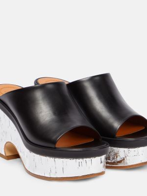 Papuci tip mules din piele cu platformă Chloã© negru