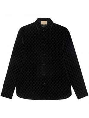 Žametna srajca iz rebrastega žameta Gucci črna