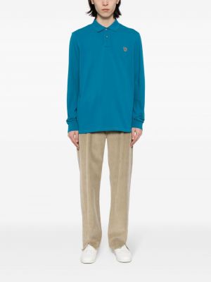 Medvilninis siuvinėtas polo marškinėliai Ps Paul Smith mėlyna