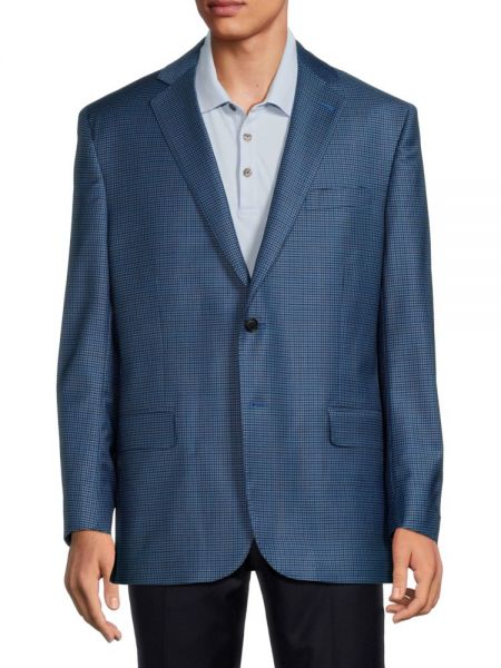 Клетчатое шерстяное пальто Brooks Brothers синее
