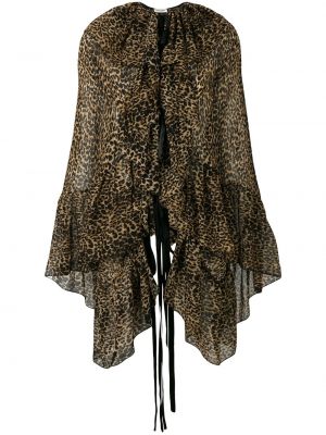 Bluză cu imagine cu model leopard asimetrică Saint Laurent