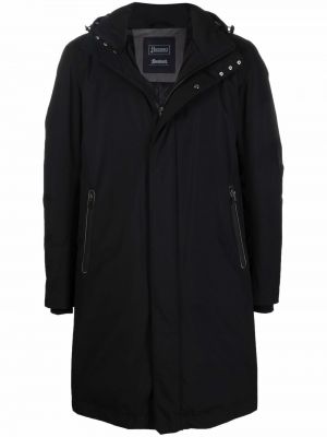 Пухено палто с качулка Herno черно