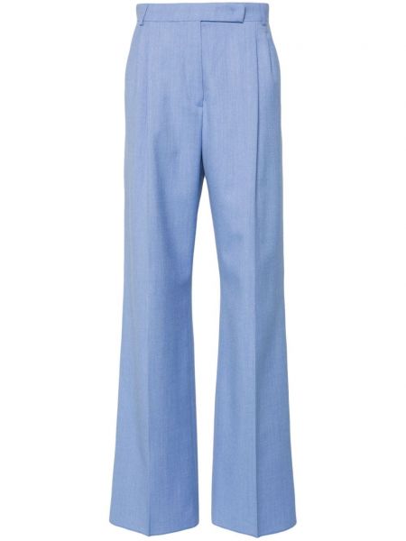 Pantaloni cu picior drept de lână Max Mara albastru