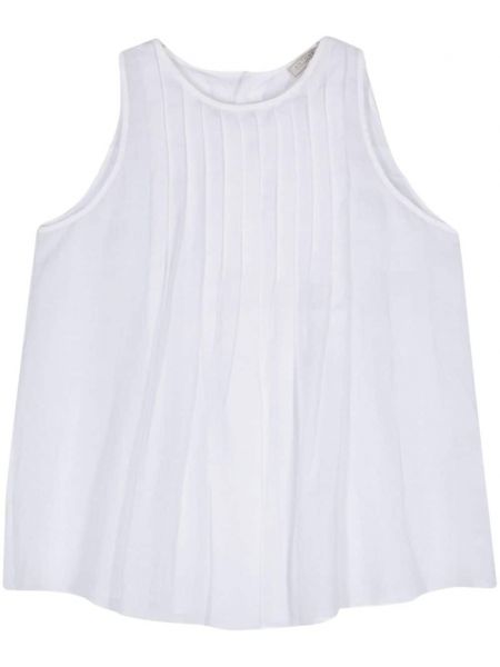 Bluză fără mâneci plisată Antonelli alb