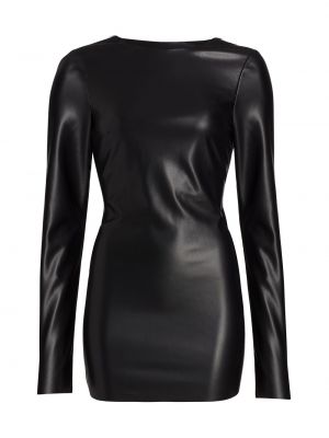 Кожаное платье мини из искусственной кожи Lamarque черное