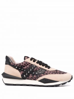 Leopard trykt snøring sneakers Ash brun