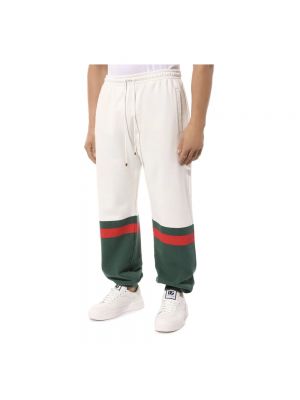 Pantalones de chándal de algodón Gucci blanco