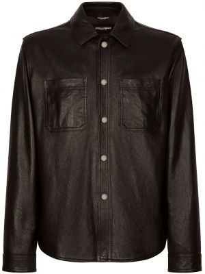 Kožená košile Dolce & Gabbana černá