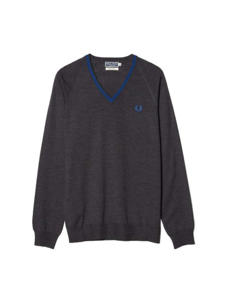 Pull à col v Fred Perry gris