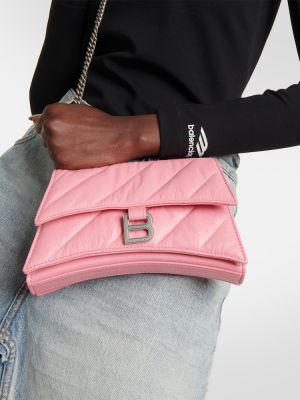 Steppelt bőr crossbody táska Balenciaga rózsaszín