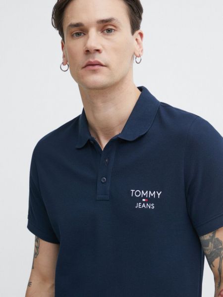 Pamučna polo majica Tommy Jeans plava