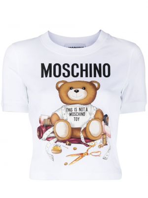 Bavlnené tričko s potlačou Moschino biela
