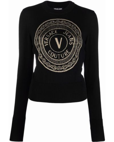 Jersey con estampado de tela jersey Versace Jeans Couture negro