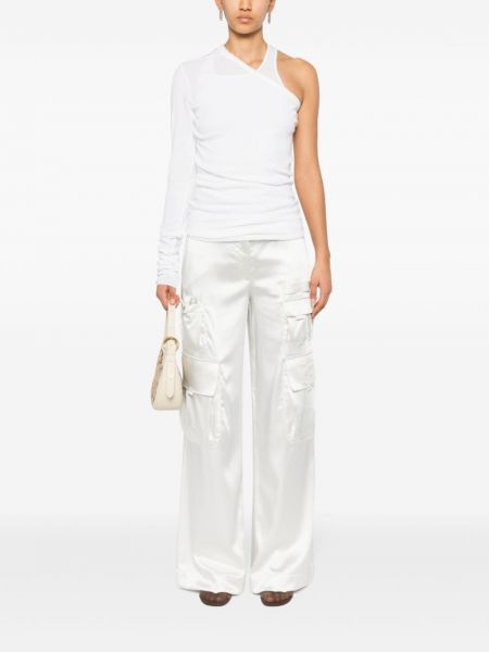 Rovné kalhoty s výšivkou Off-white bílé