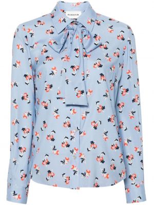 Bluza s cvetličnim vzorcem s potiskom P.a.r.o.s.h. modra