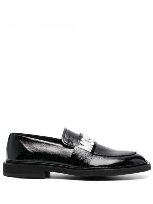 Loafers skórzane Moschino czarne