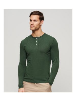 T-shirt manches longues en coton en tricot Superdry vert