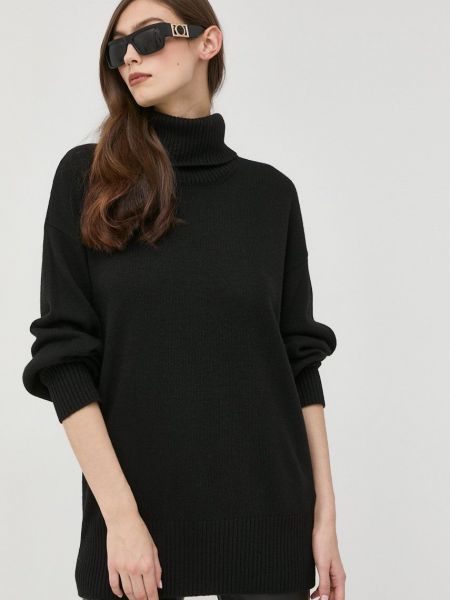 Trussardi gyapjúkeverék pulóver női, fekete, garbónyakú