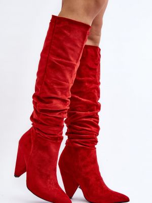 Велурени ниски обувки Kesi червено