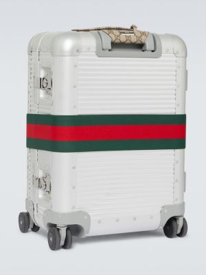 Pruhovaný kufr Gucci stříbrný