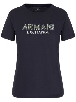 Kokvilnas t-krekls Armani Exchange zils
