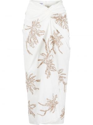 Pruhované bavlněné dlouhá sukně s vysokým pasem Brunello Cucinelli - bílá