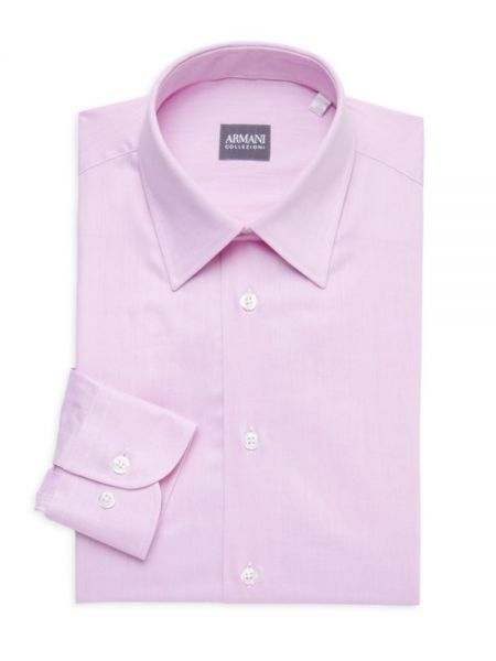 Однотонная рубашка слим Armani Collezioni розовая