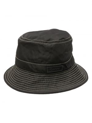 Памучна шапка Ganni черно