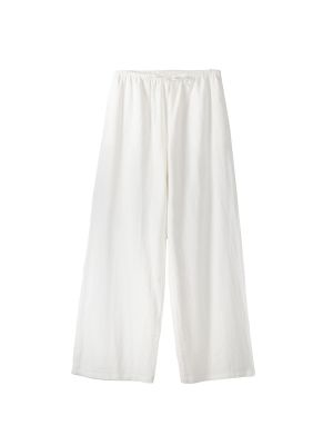 Широки панталони тип „марлен“ Bershka бяло