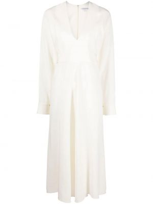 Макси рокля с v-образно деколте Victoria Beckham бяло