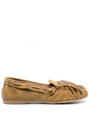 Pantofi loafer din piele de căprioară cu stele Sartore maro