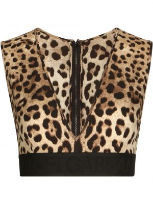 Vestă cu imagine cu model leopard Dolce & Gabbana maro