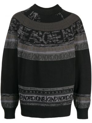 Bombažni pulover z vezenjem Sacai črna