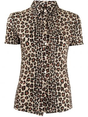 Chemise à imprimé à imprimé léopard Fendi Pre-owned marron