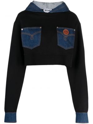 Βαμβακερός φούτερ με κουκούλα Moschino Jeans μαύρο