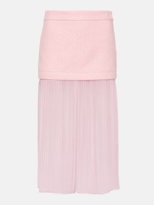 Svilena midi suknja od tvida Gucci ružičasta
