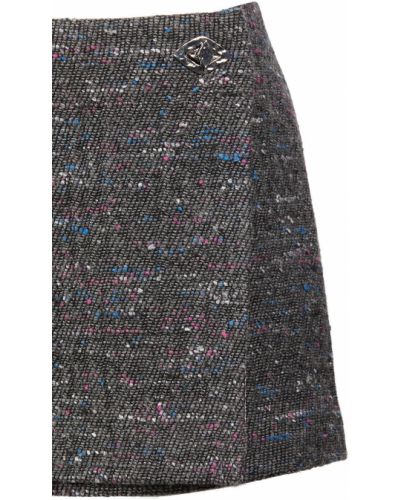 Vlněné mini sukně Ganni šedé