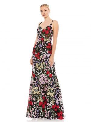 Кружевное платье в цветочек с принтом Mac Duggal черное