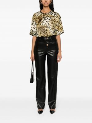 Seiden bluse mit print mit leopardenmuster Roberto Cavalli beige