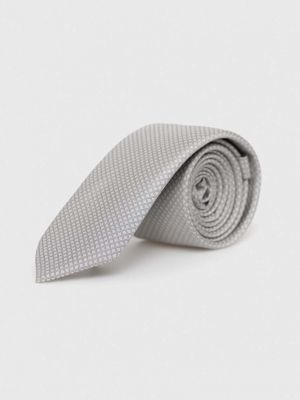 Hedvábná kravata HUGO   - Šedá