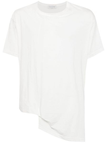 Drapované bavlněné tričko Yohji Yamamoto bílé