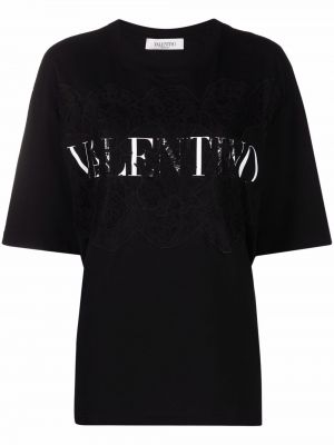 Camiseta de encaje Valentino negro