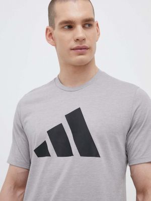Тениска с дълъг ръкав с принт Adidas Performance сиво